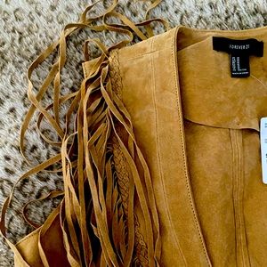 NWT Forever 21 Suede Fringe Vest